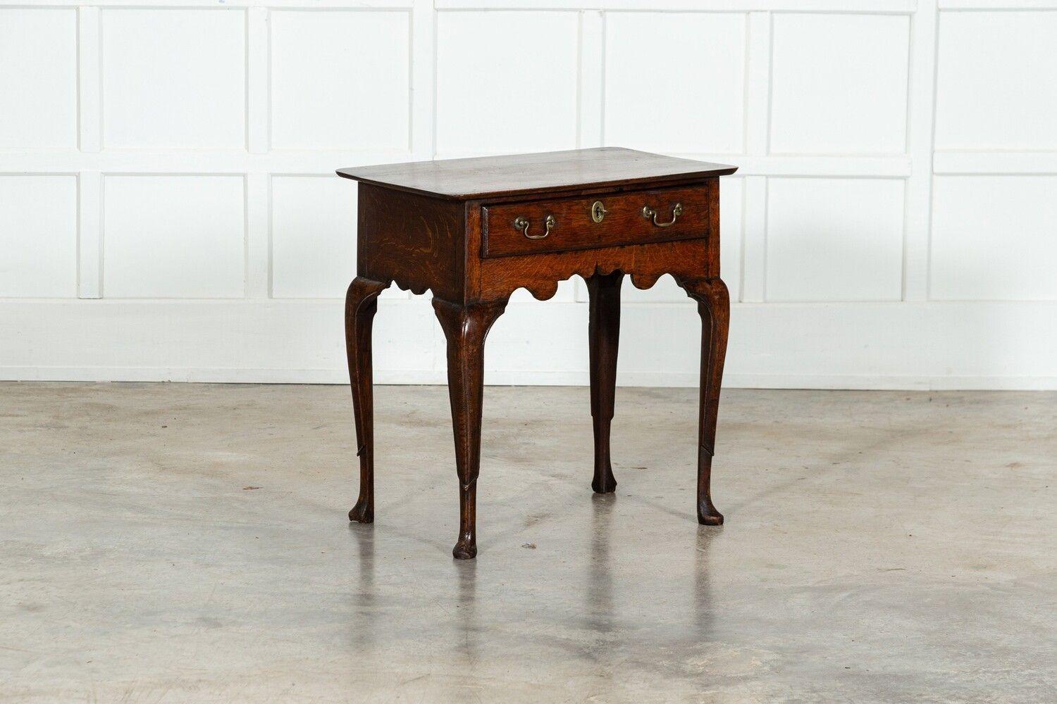 English 18thC Oak Low Boy Lamp Table For Sale 5