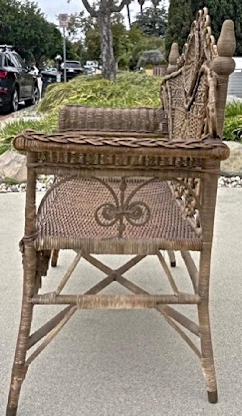 English 1900s 2 Seat Wicker Loveseat With Cushion 4