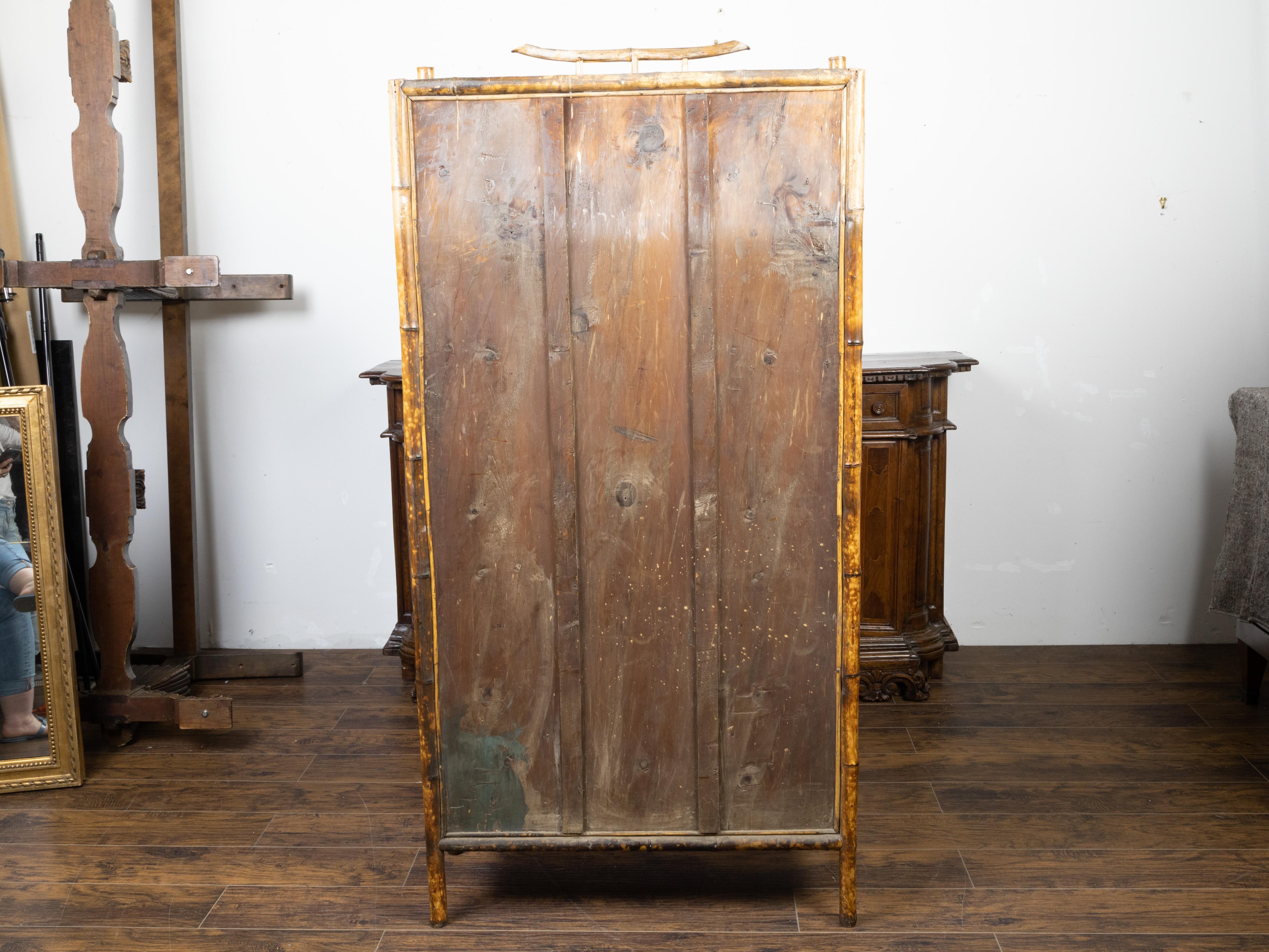 20th Century English 1900s Bamboo Cabinet with Faux Books Façade and Splaying Legs For Sale