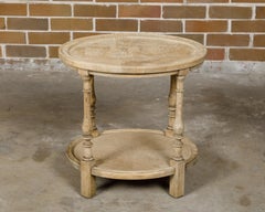 English 1900s Century Bleached Elmwood Tiered Side Table with Baluster Legs