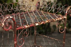 English 1900s Edwardian Period Wired Shelf with Scrolls and Rusted Red Finish