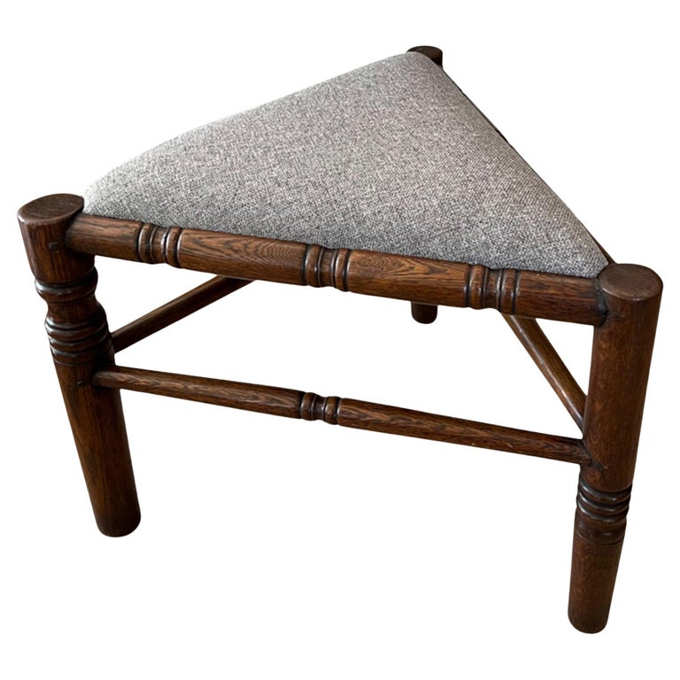 English 1900s Oak Upholstered Stool at 1stDibs