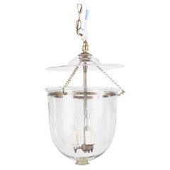 English 1900s Turn of the Century Bell Jar Light Fixture with Etched Stars