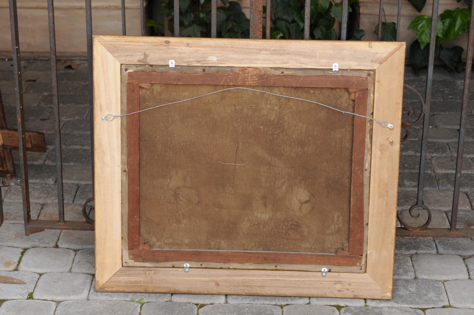 Nature morte à l'huile sur toile de 1908 dans un cadre en bois doré en vente 4