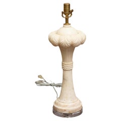 English 1920s Carved Marble Table Lamp on Custom Lucite Base, US Wired