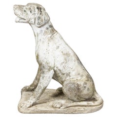 English 1920s Carved Stone Sculpture of a Dog Obediently Sitting on a Base