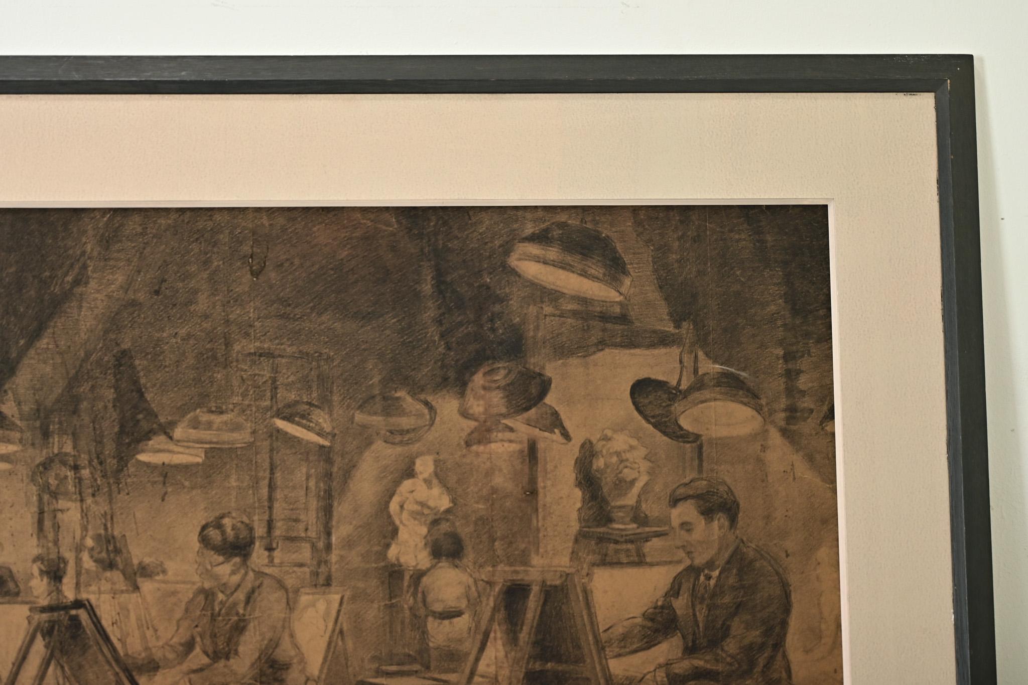 Altro Disegno di vita a carboncino di grandi dimensioni degli anni '20 in vendita