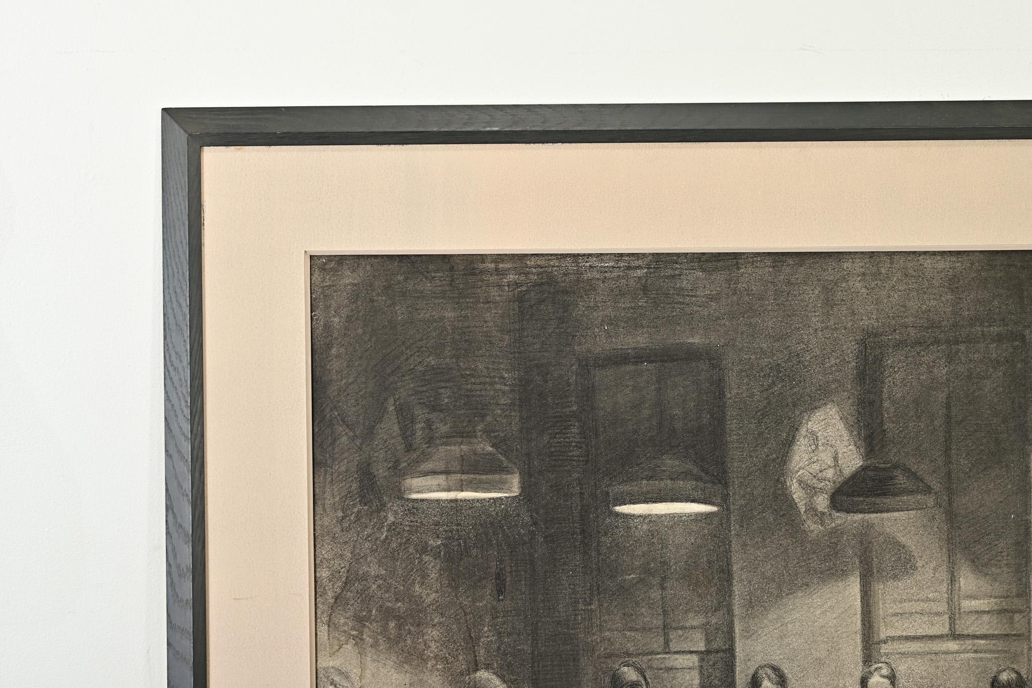 Dibujo a carboncillo inglés de gran tamaño de los años 20 Otro en venta