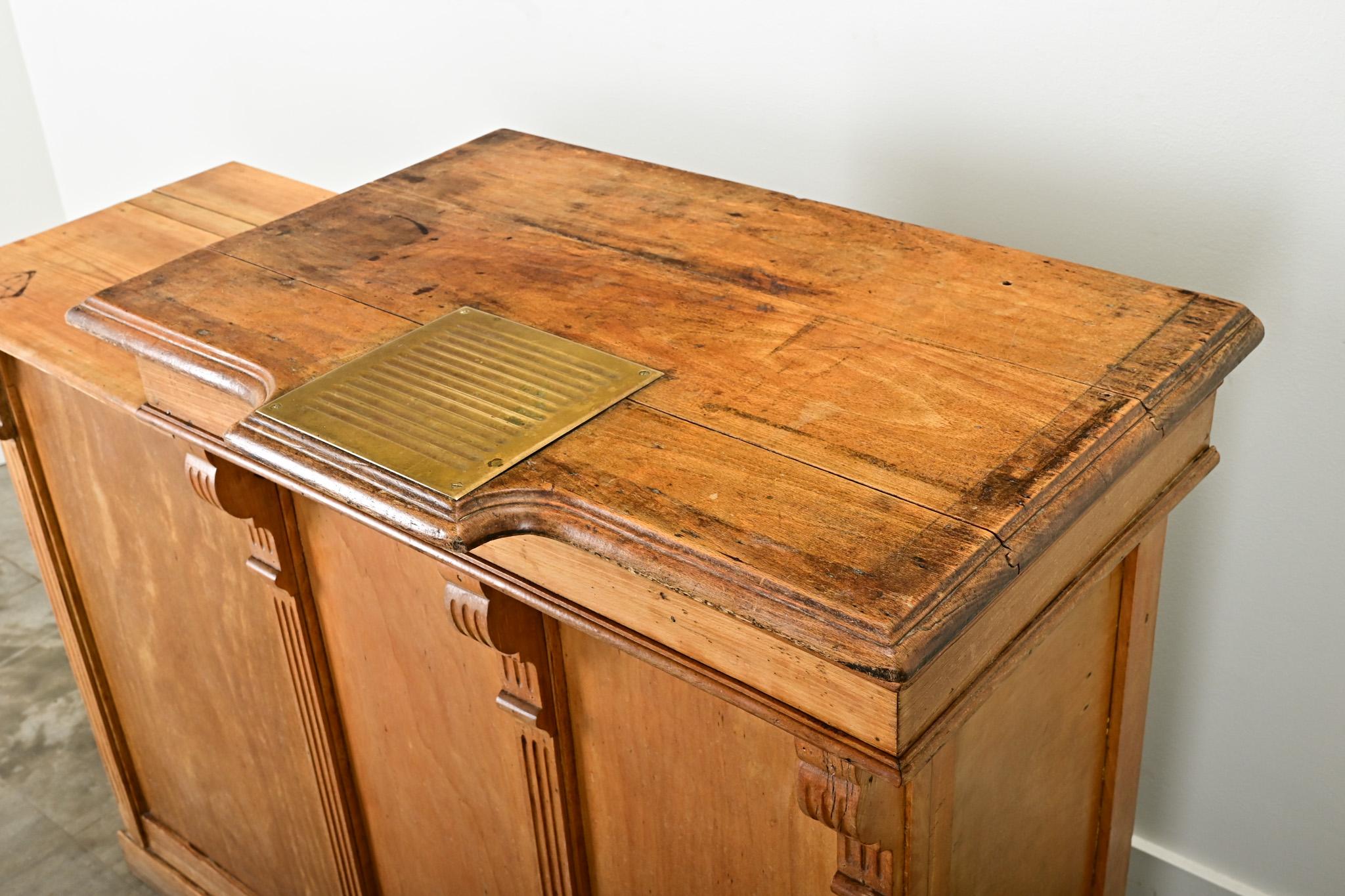 Brass English 1920’s Pine Bar from a Pub