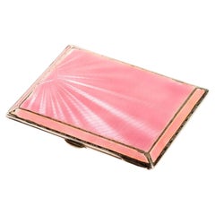 English 1920s Pink Enamel and Silver Case