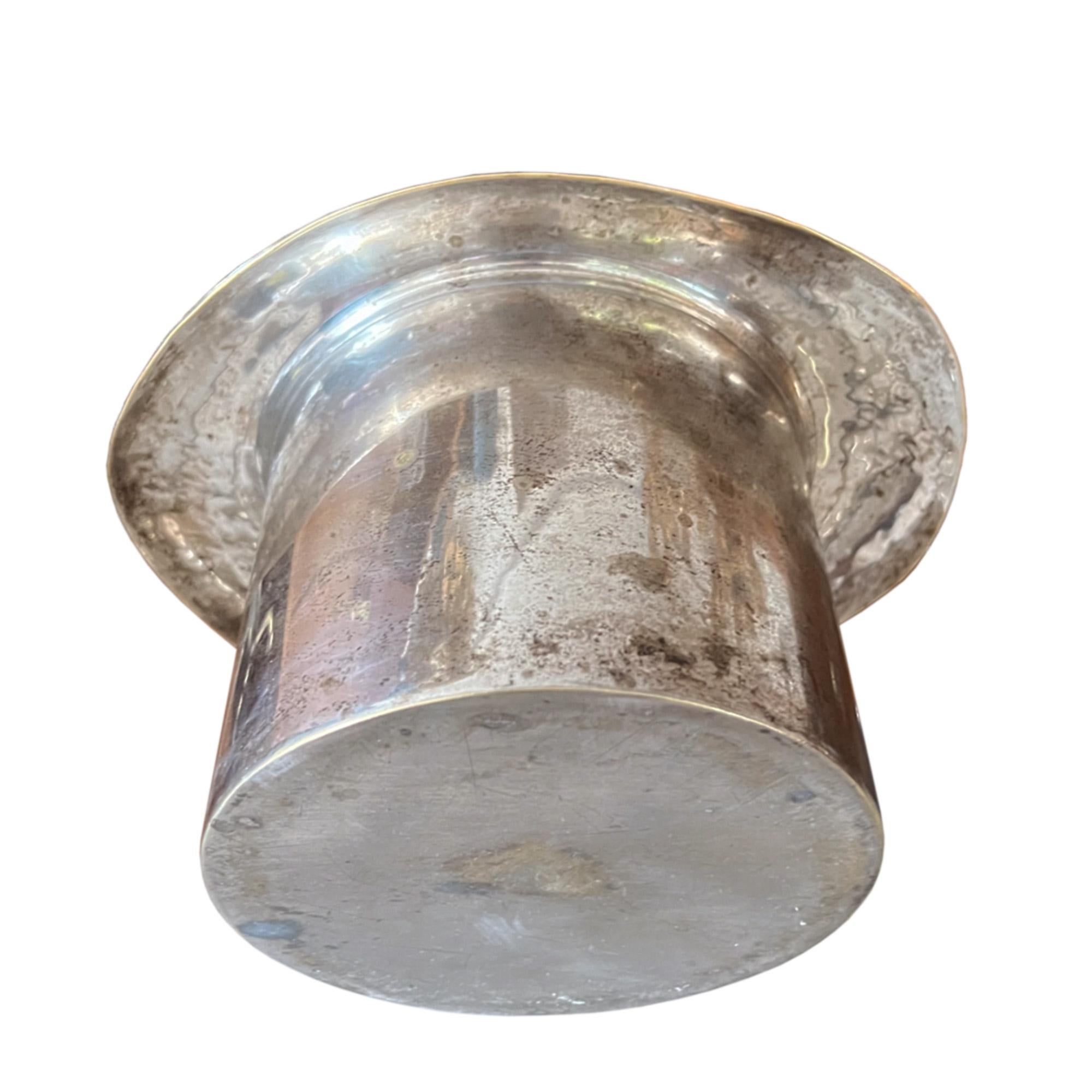 British English 1920s Silver Plate Top Hat Champagne Cooler