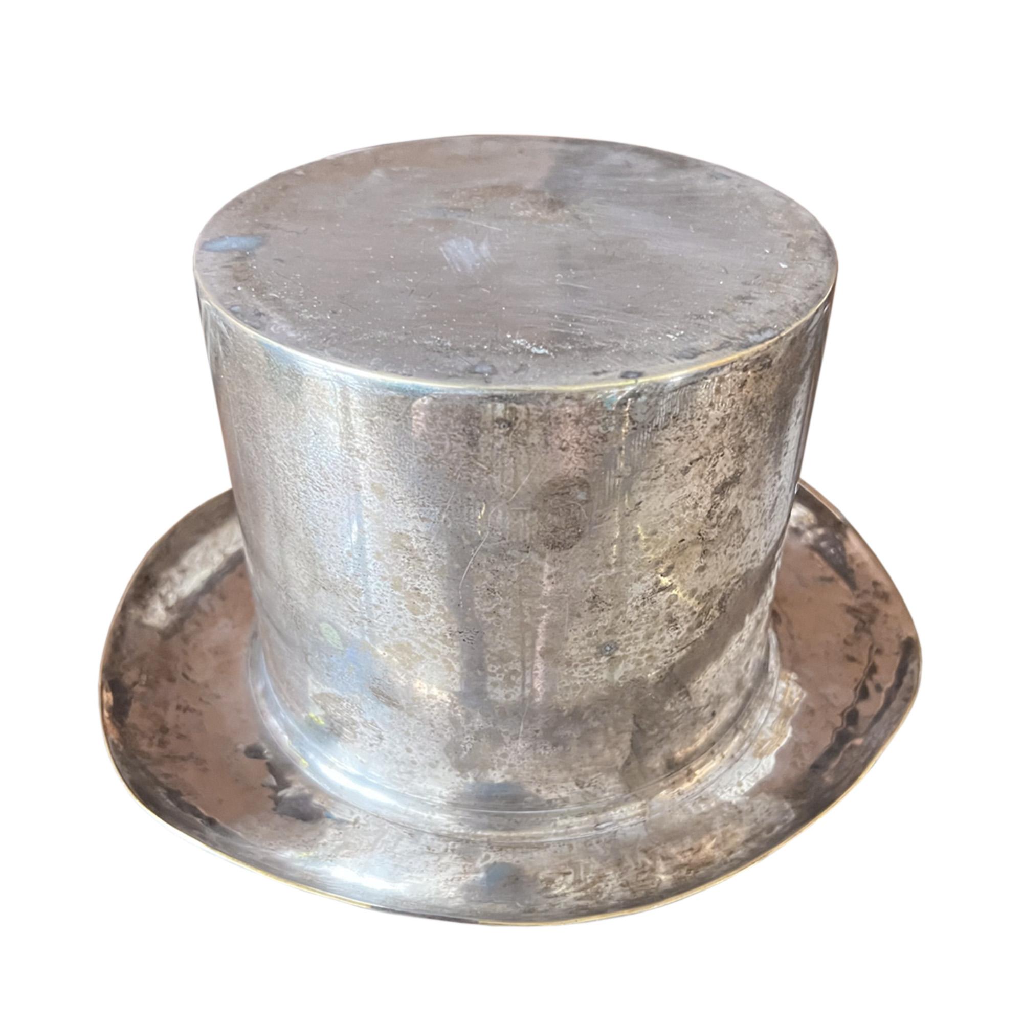 Hand-Crafted English 1920s Silver Plate Top Hat Champagne Cooler