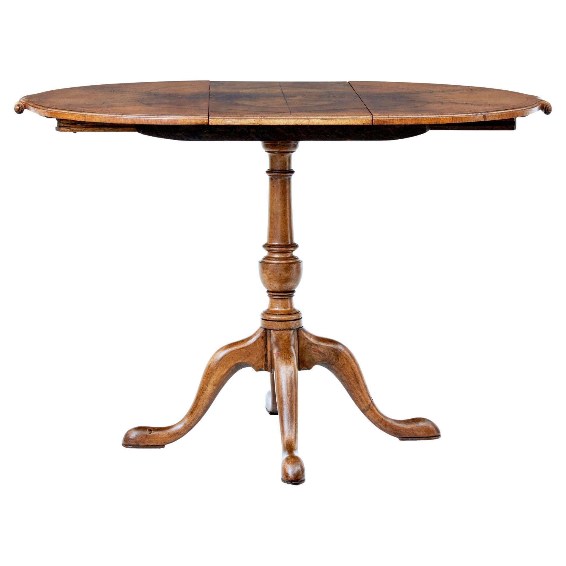 English 1920s Walnut Occasional Extension Table with Butterfly Veneer and Leaf