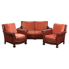 English 1930’s Art Deco Club Sofa and Chairs