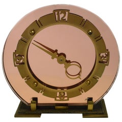 Vintage English 1930s Art Deco Peach Mirrored Clock