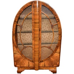 English 1930s Art Deco Vitrine Display Cabinet in Walnut