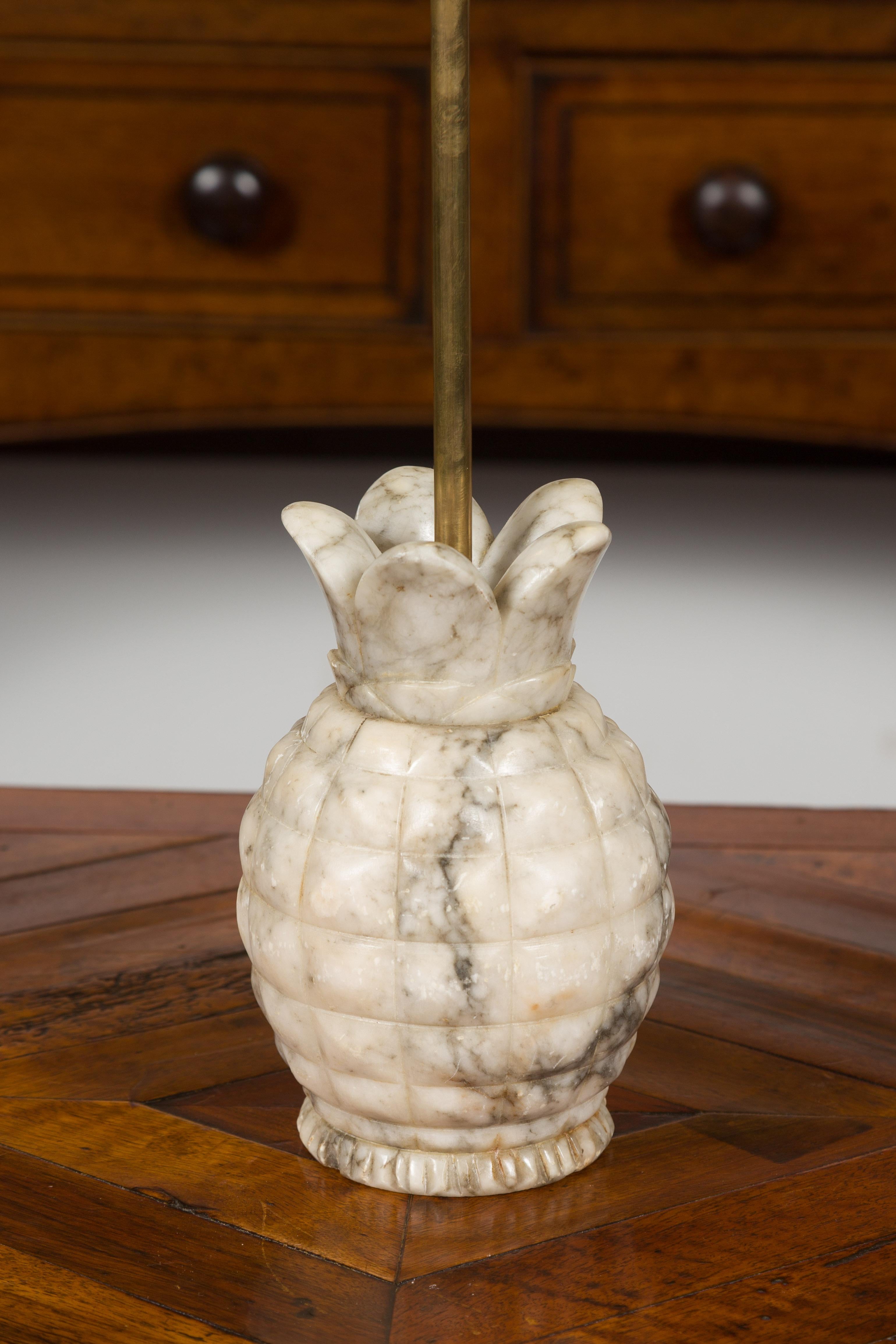English 1930s Marble and Brass Doorstop with Carved Pineapple Base In Good Condition In Atlanta, GA