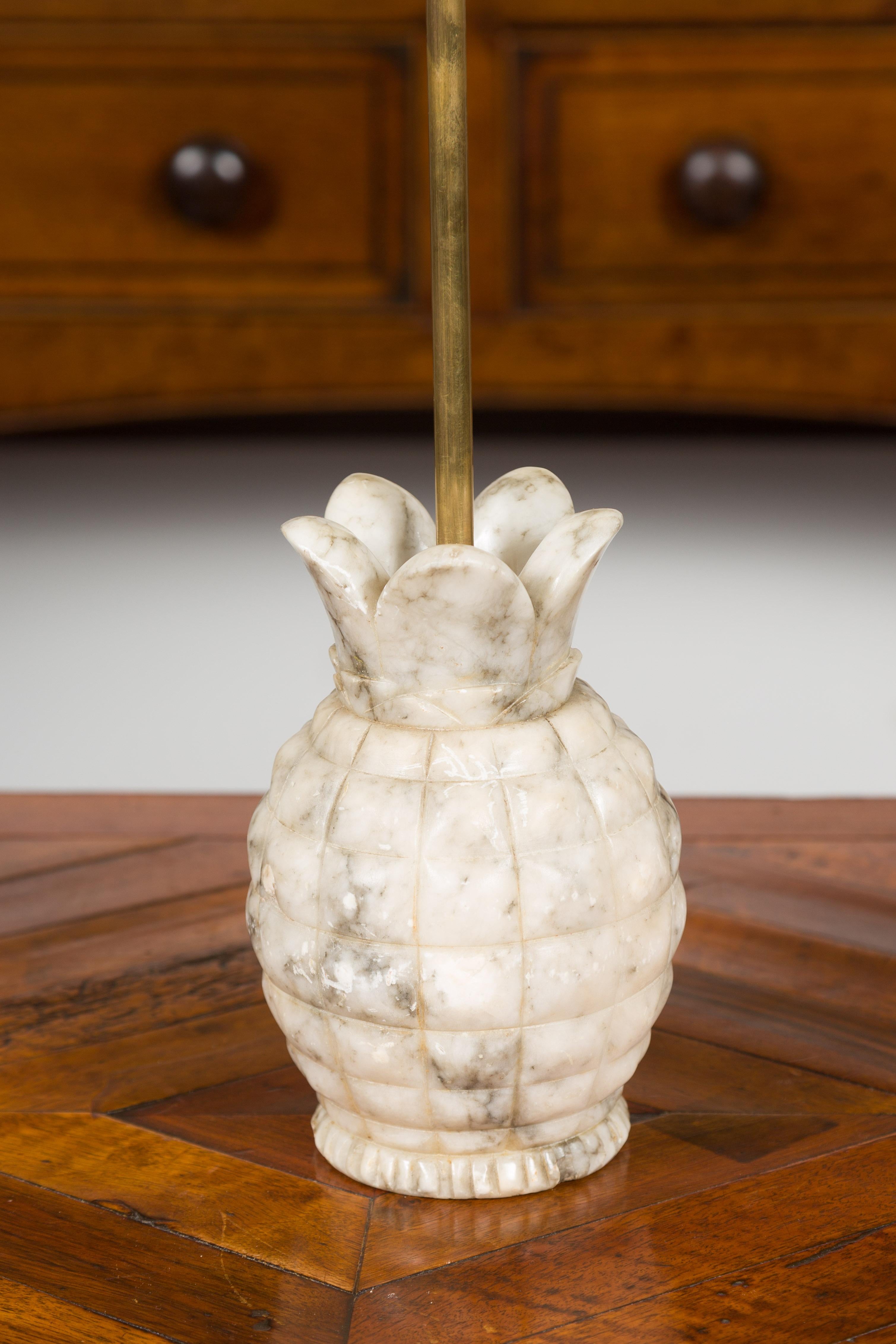 20th Century English 1930s Marble and Brass Doorstop with Carved Pineapple Base