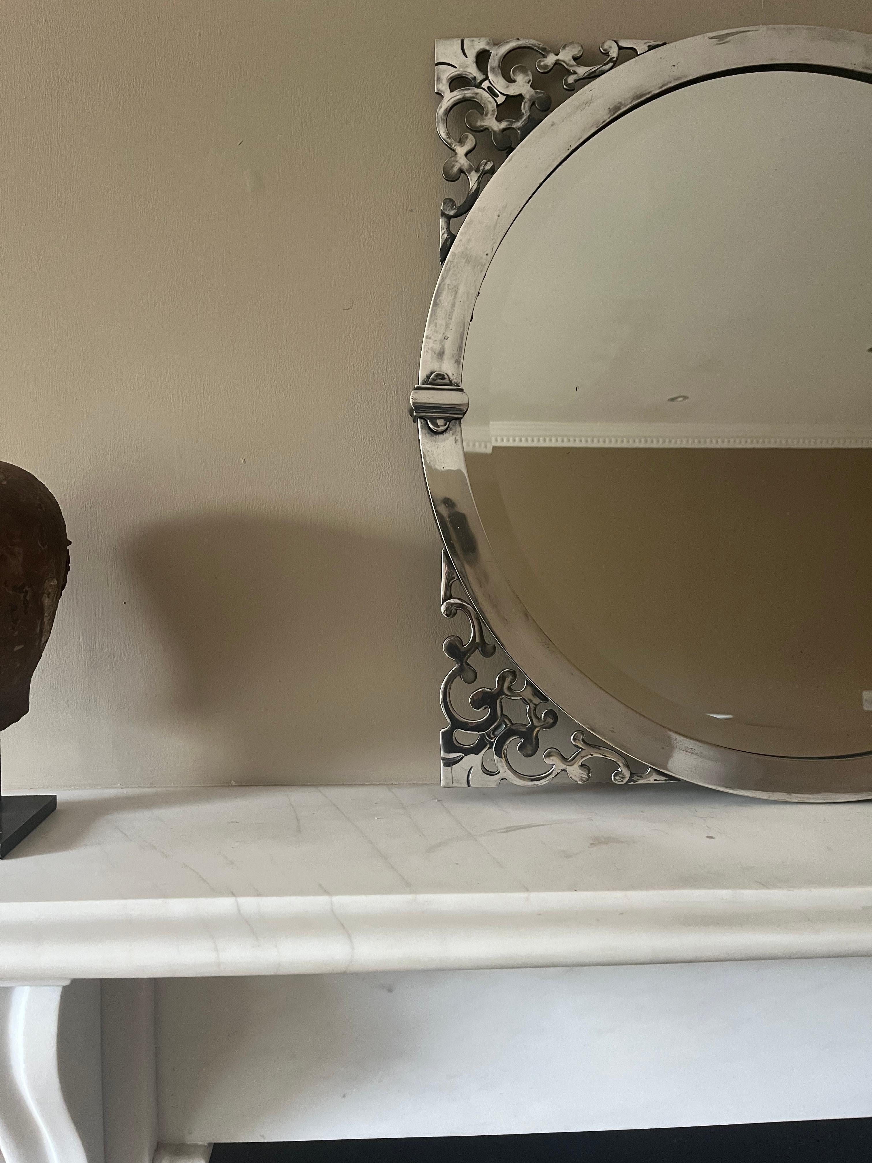 Plated English 1930’s silverplate mirror