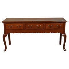 English 1940s Dresser Base with Three Drawers, Cabriole Legs and Carved Apron