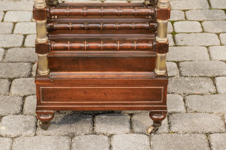 English 1940s Mahogany Magazine Rack on Casters with Faux Bamboo ...