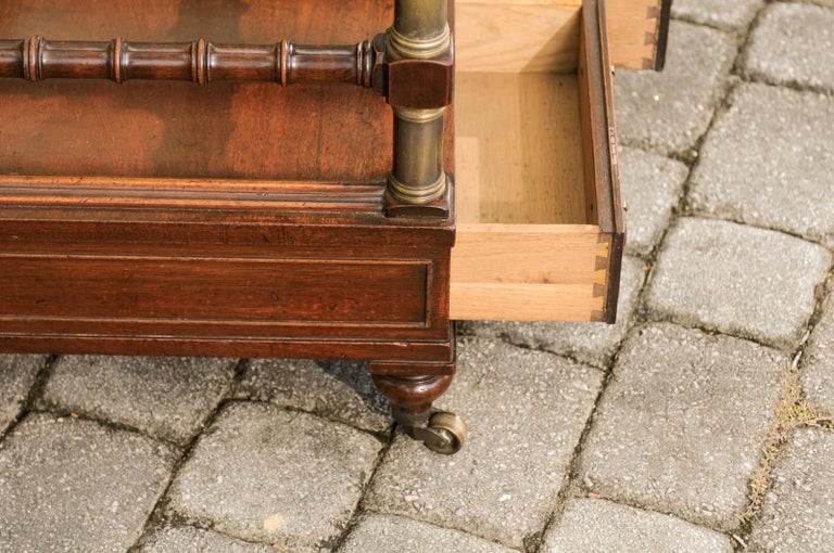 English 1940s Mahogany Magazine Rack on Casters with Faux Bamboo ...