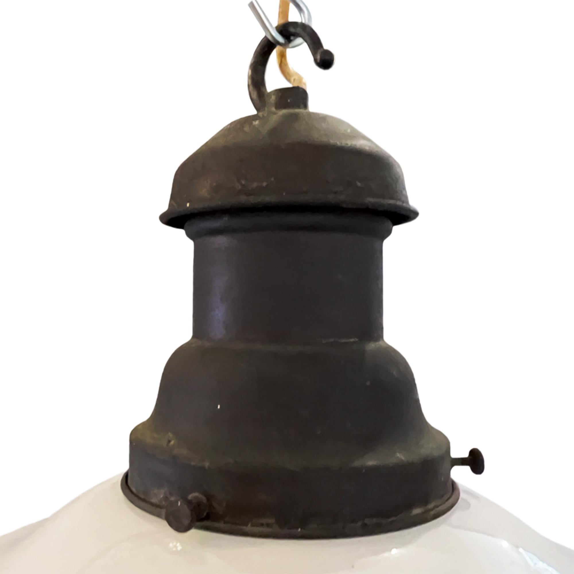 We have several of these classic English pendant lights please take a look at our storefront or get in touch for more information. We have a set of 3 in a similar style, but slightly smaller. They can be sold as a set, or individually if you prefer.