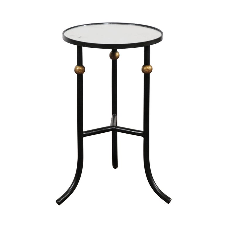 English 1940s Round Iron Drink Table with Gilt Spheres