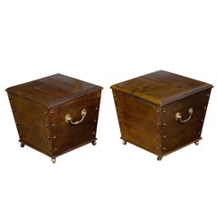 English 1940s Vintage Oak Cellarettes with Brass Handles and Casters, Sold Each