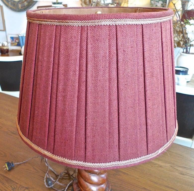 English 1950s Leather Barley Twist Table Lamp. For Sale 1