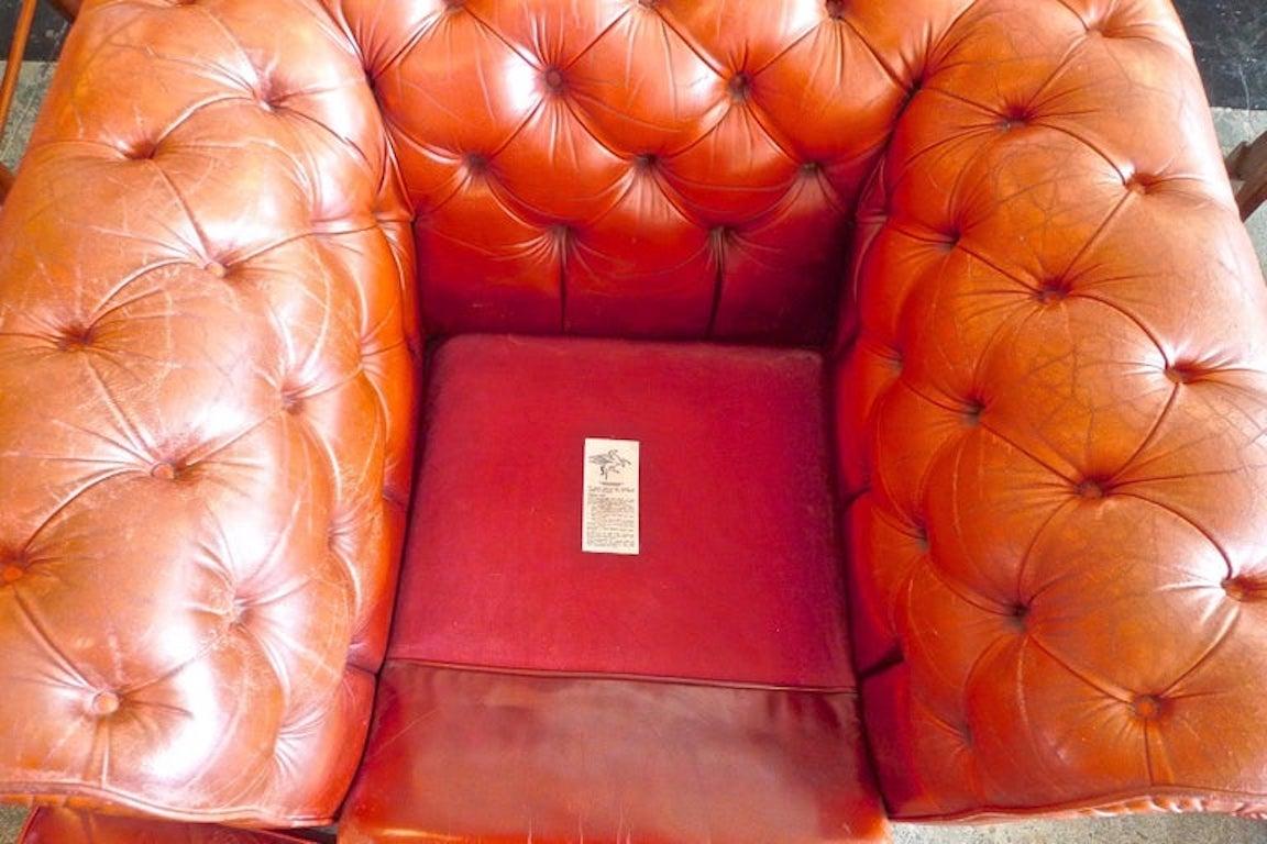 English 1950s Pegasus Leather Armchair on Four Castors For Sale 4