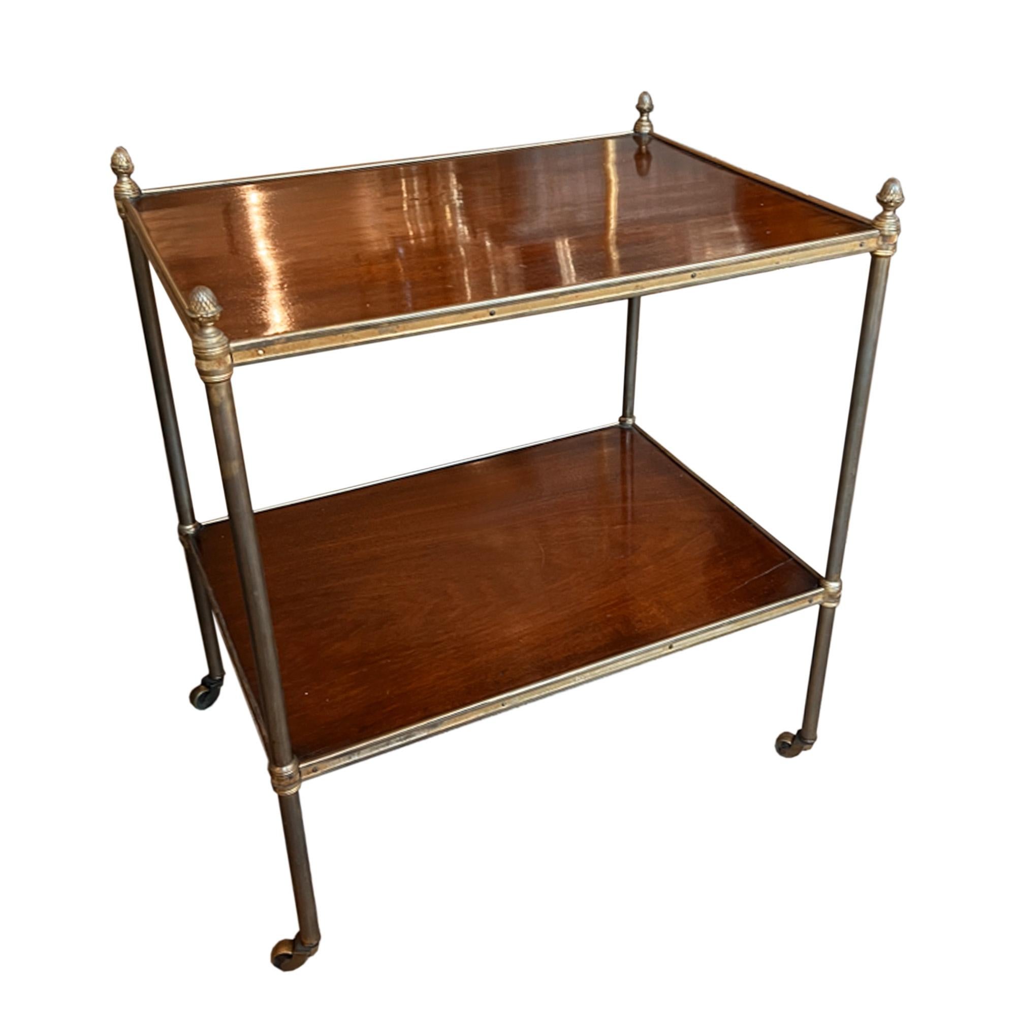 Mid-Century Modern English 1950s Single Two Tier Side Table on Castors