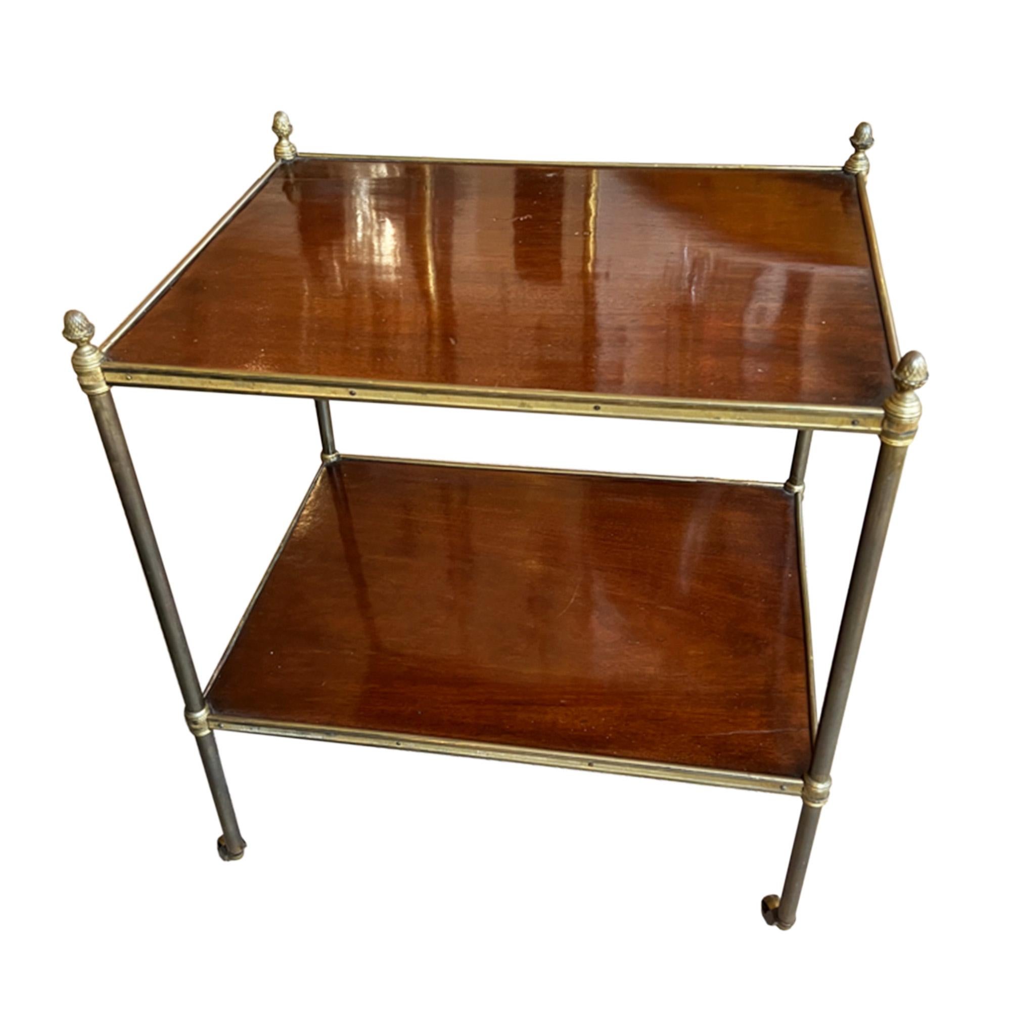 British English 1950s Single Two Tier Side Table on Castors