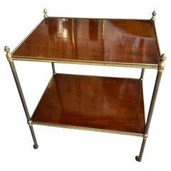 English 1950s Single Two Tier Side Table on Castors