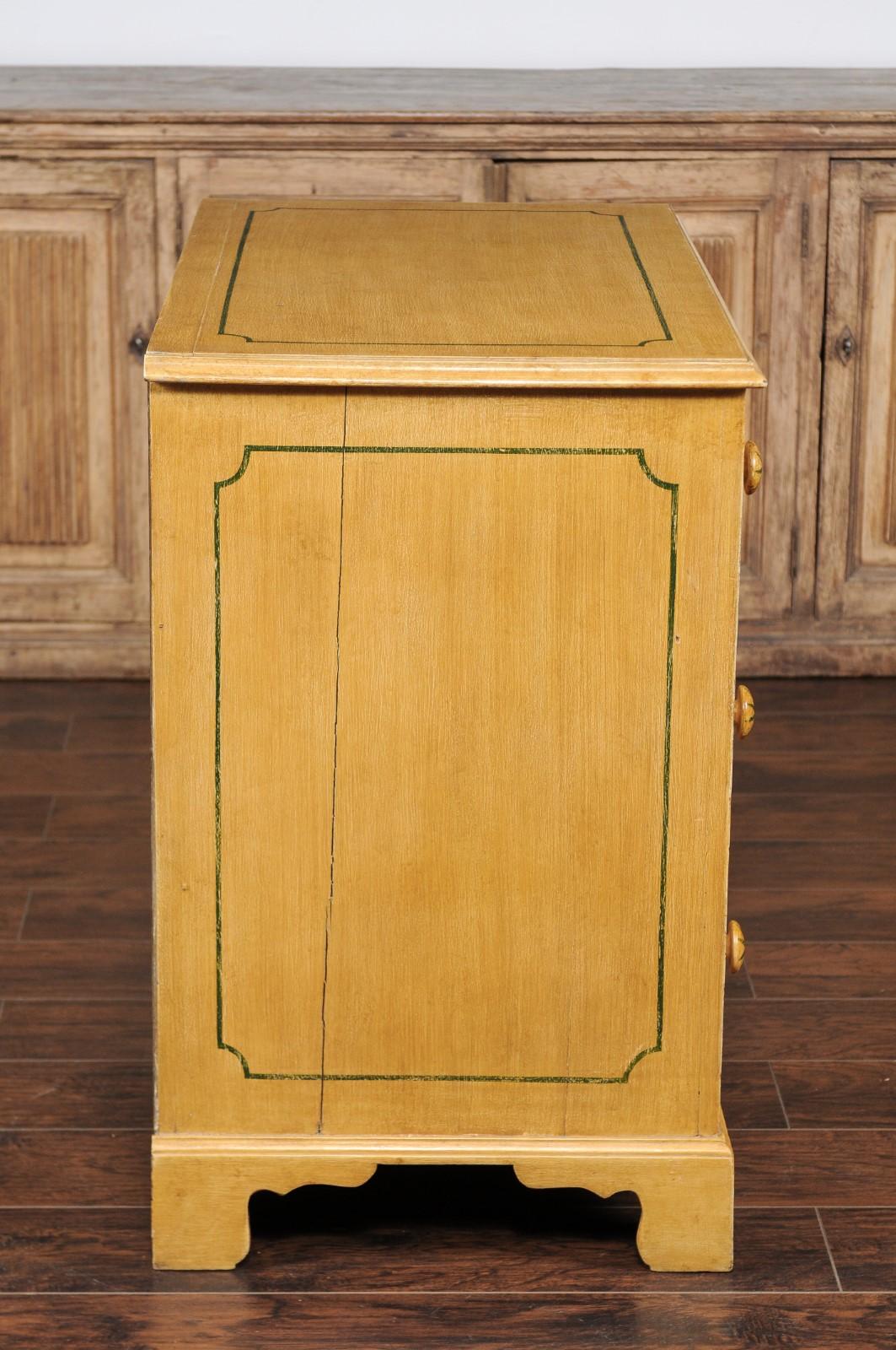 English 1950s Vintage Painted Three-Drawer Commode with Yellow Painted Finish 2