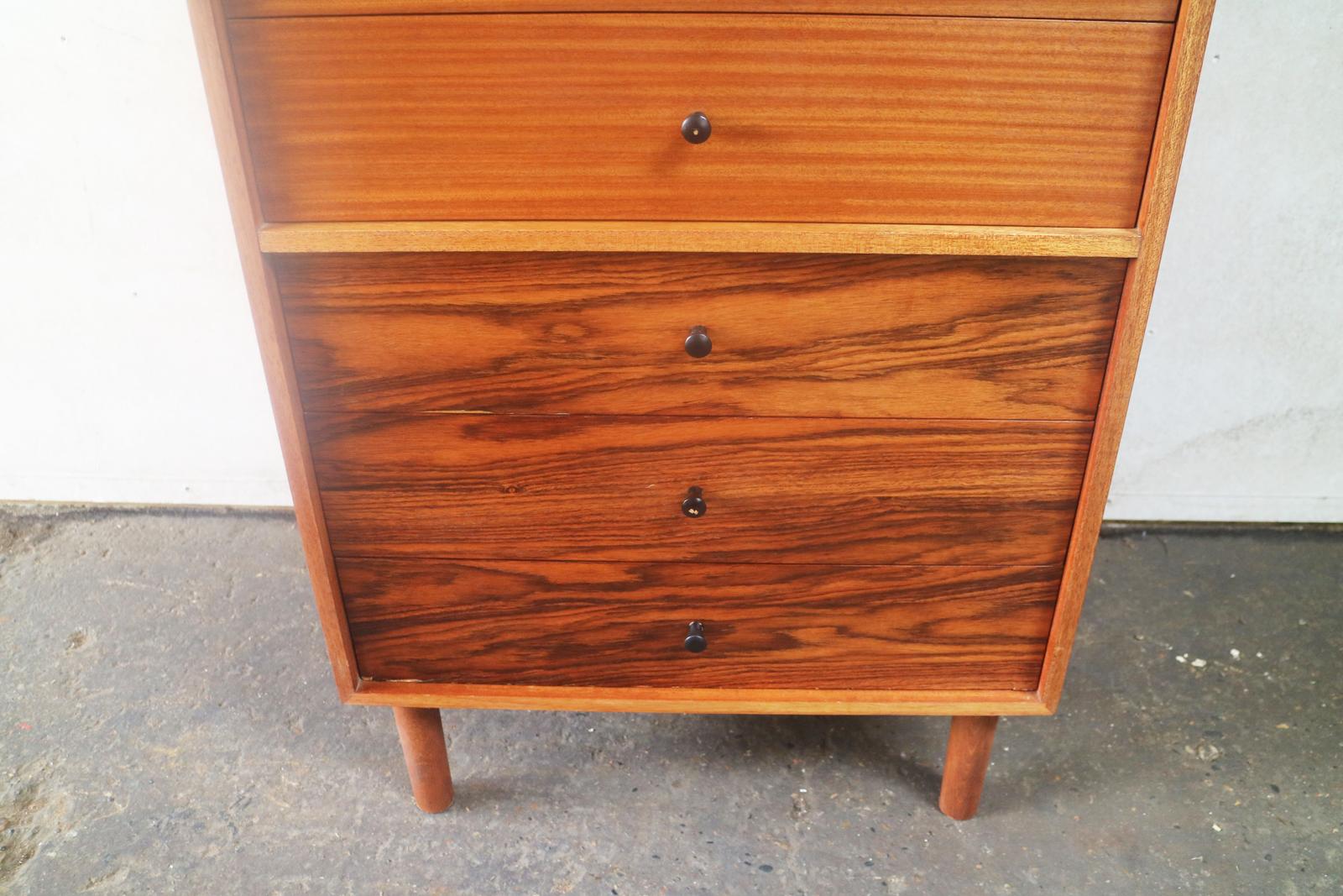 Mid-Century Modern English 1960s Midcentury Tall Chest of Drawers