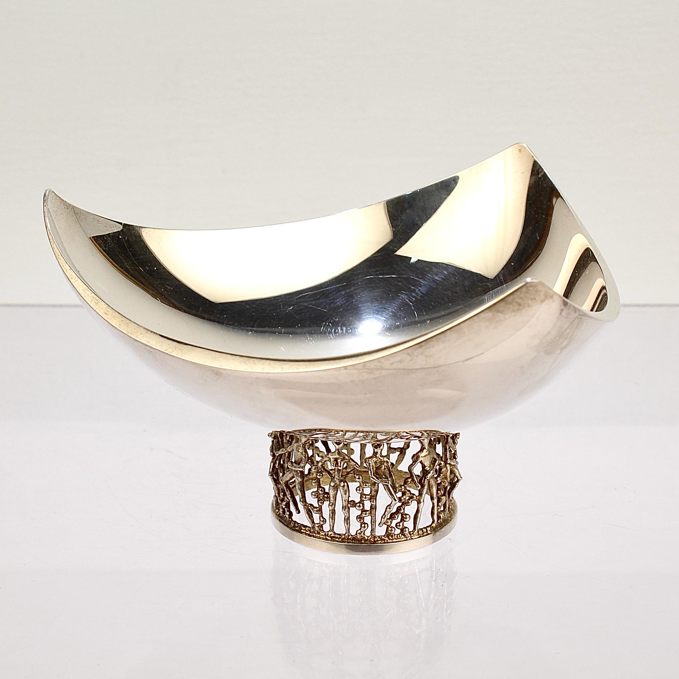 Women's or Men's English 1980's Modernist Caryatic Sterling Silver Bowl by Stuart Devlin For Sale