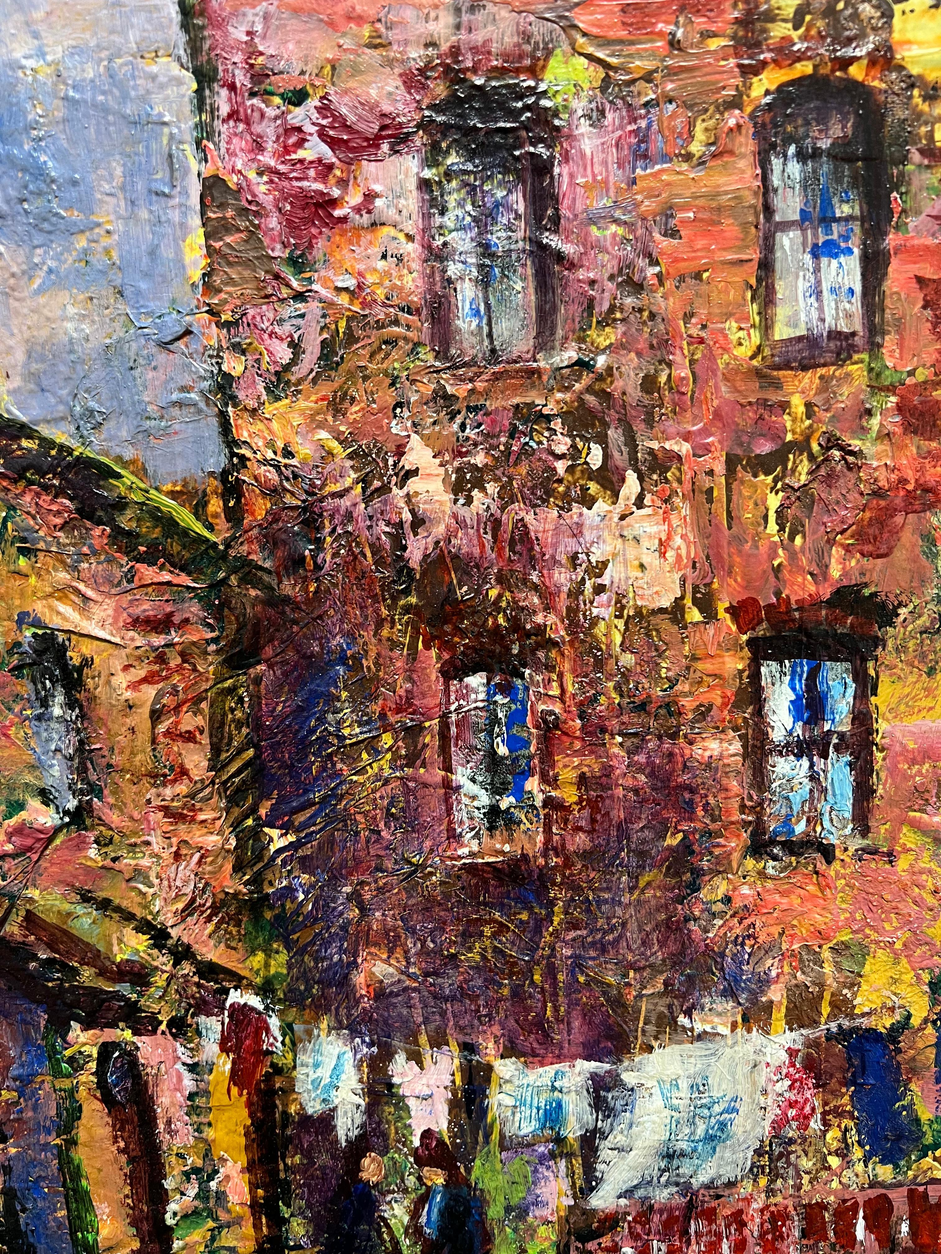 The Back Streets
English School, indistinctly signed
signed and dated 1985
oil painting on board, framed
framed: 20.5 x 28.5 inches
board: 16 x 24 inches
Provenance: Private collection, UK
Condition: very good condition 

For more any more