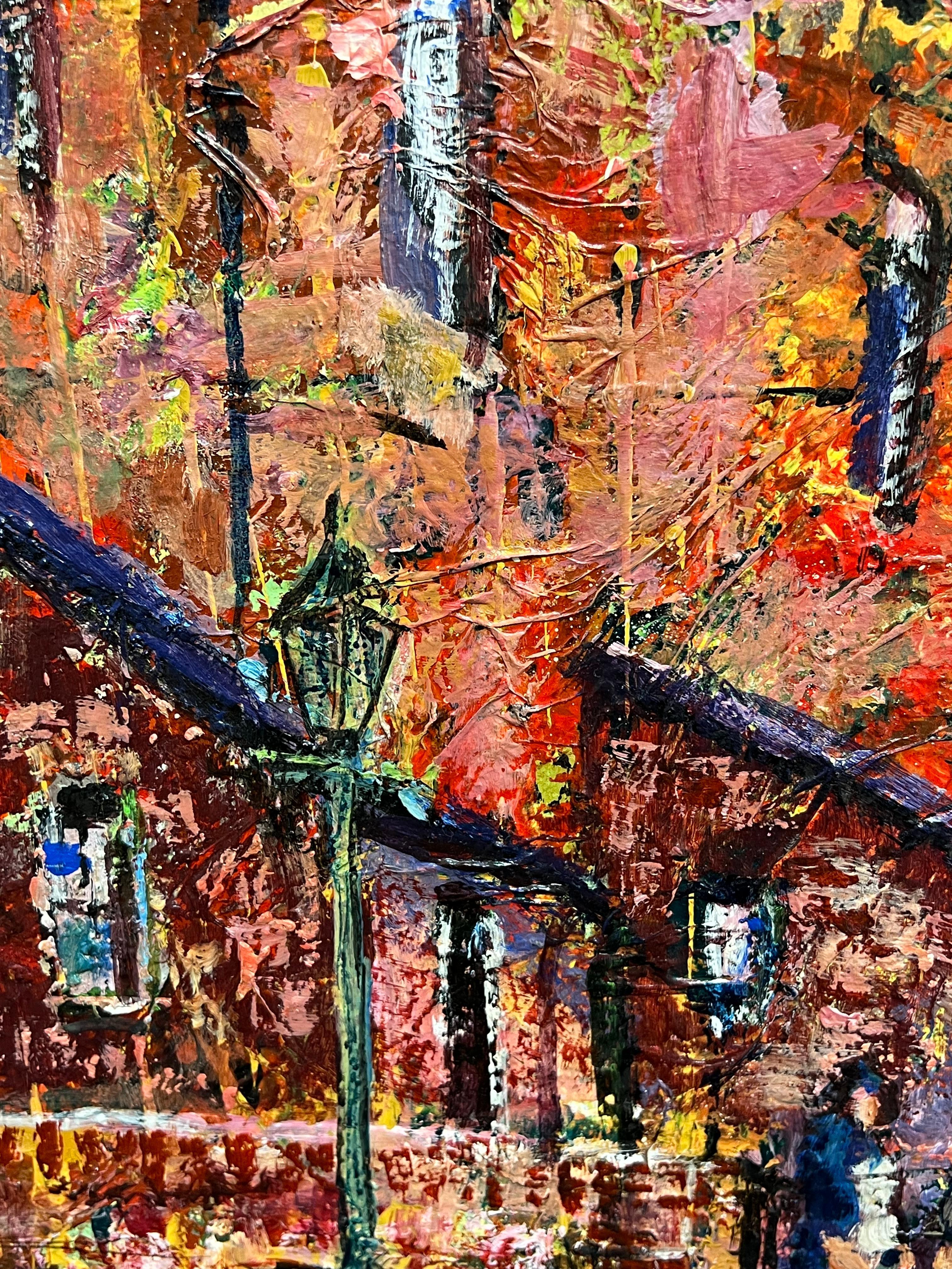 Large English Post Impressionist Signed Oil Painting Street Scene Washing Line For Sale 2