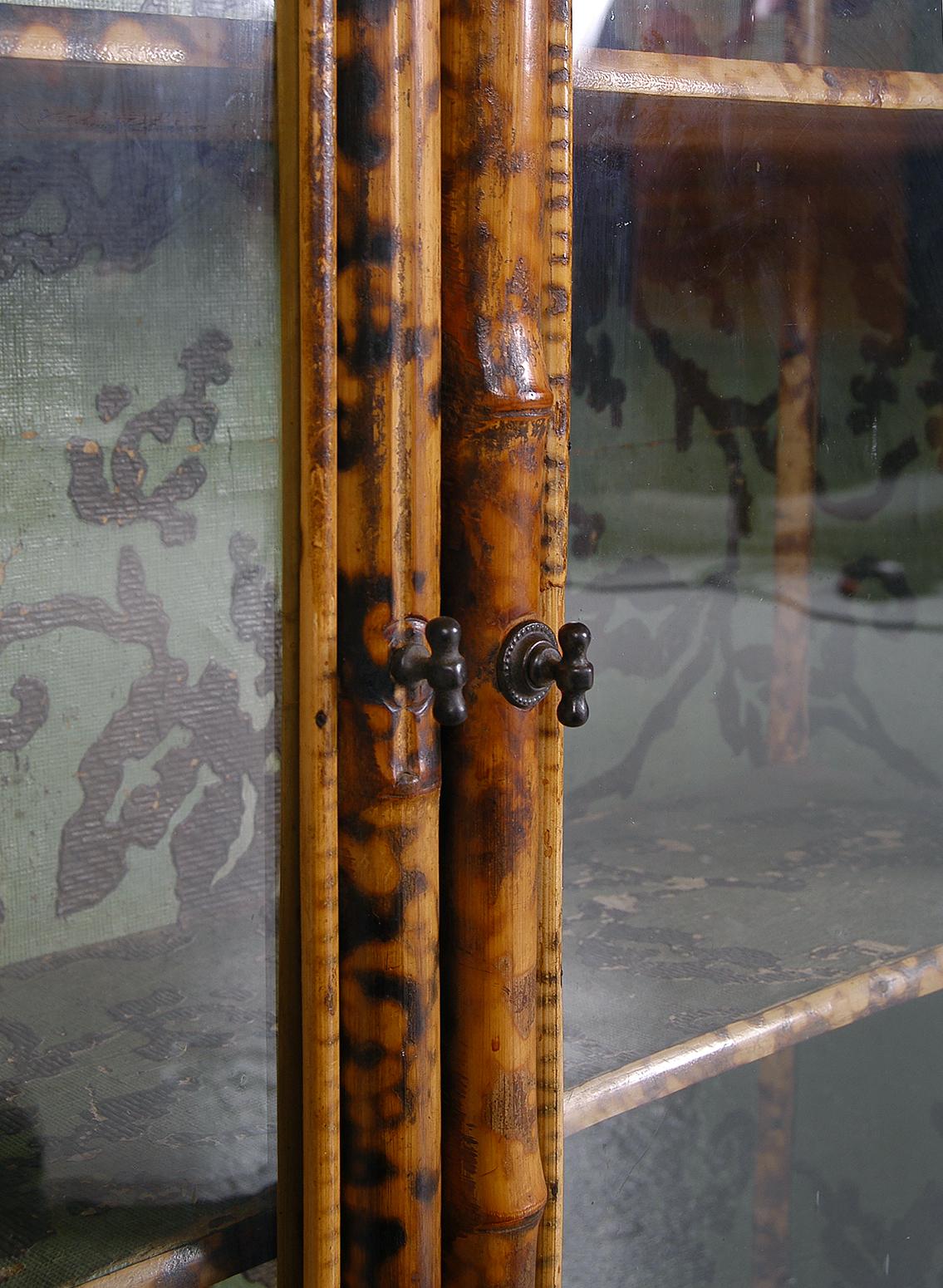 English Victorian Anglo-Japanese Tortoishell Bamboo 2-Door Cabinet Bookshelf 4