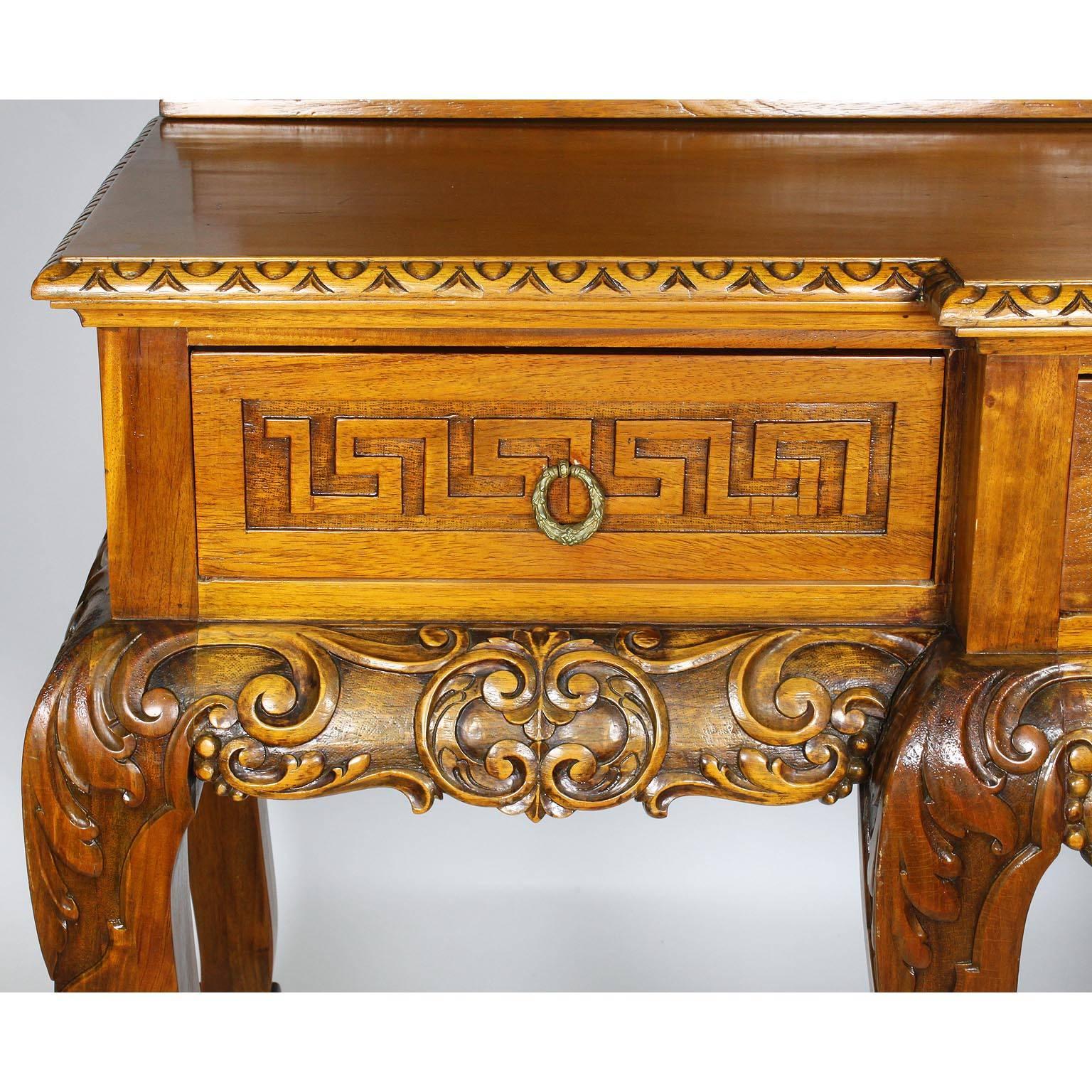 Early 20th Century English 19th-20th Century Chippendale Style Carved Light-Walnut Server Buffet For Sale