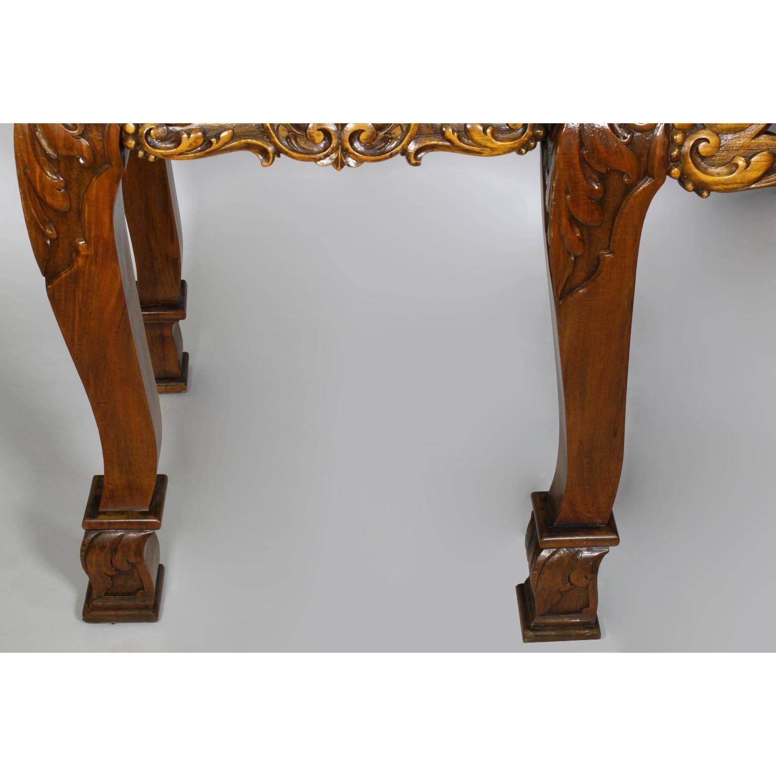Bronze English 19th-20th Century Chippendale Style Carved Light-Walnut Server Buffet For Sale