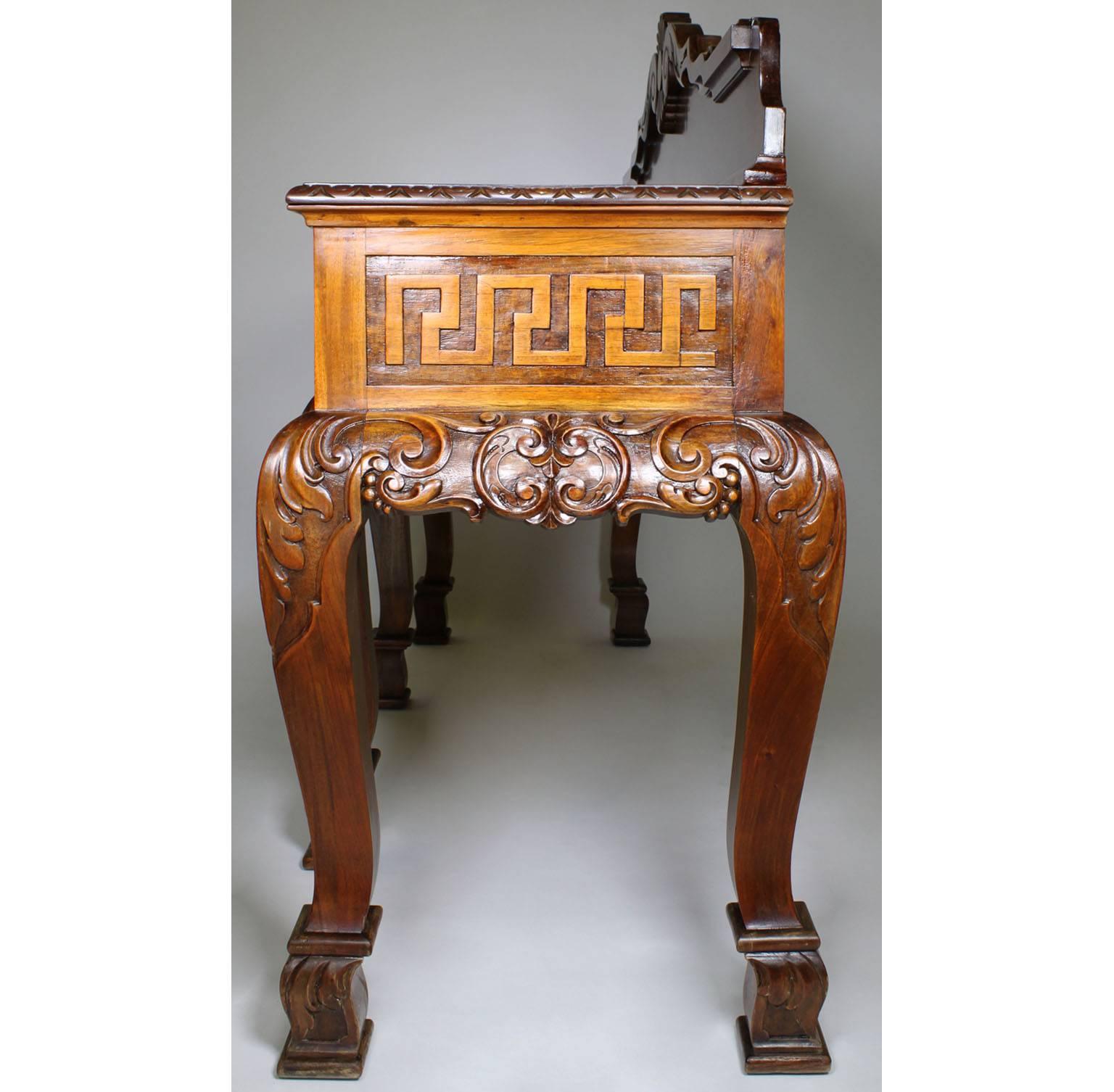 English 19th-20th Century Chippendale Style Carved Light-Walnut Server Buffet For Sale 2