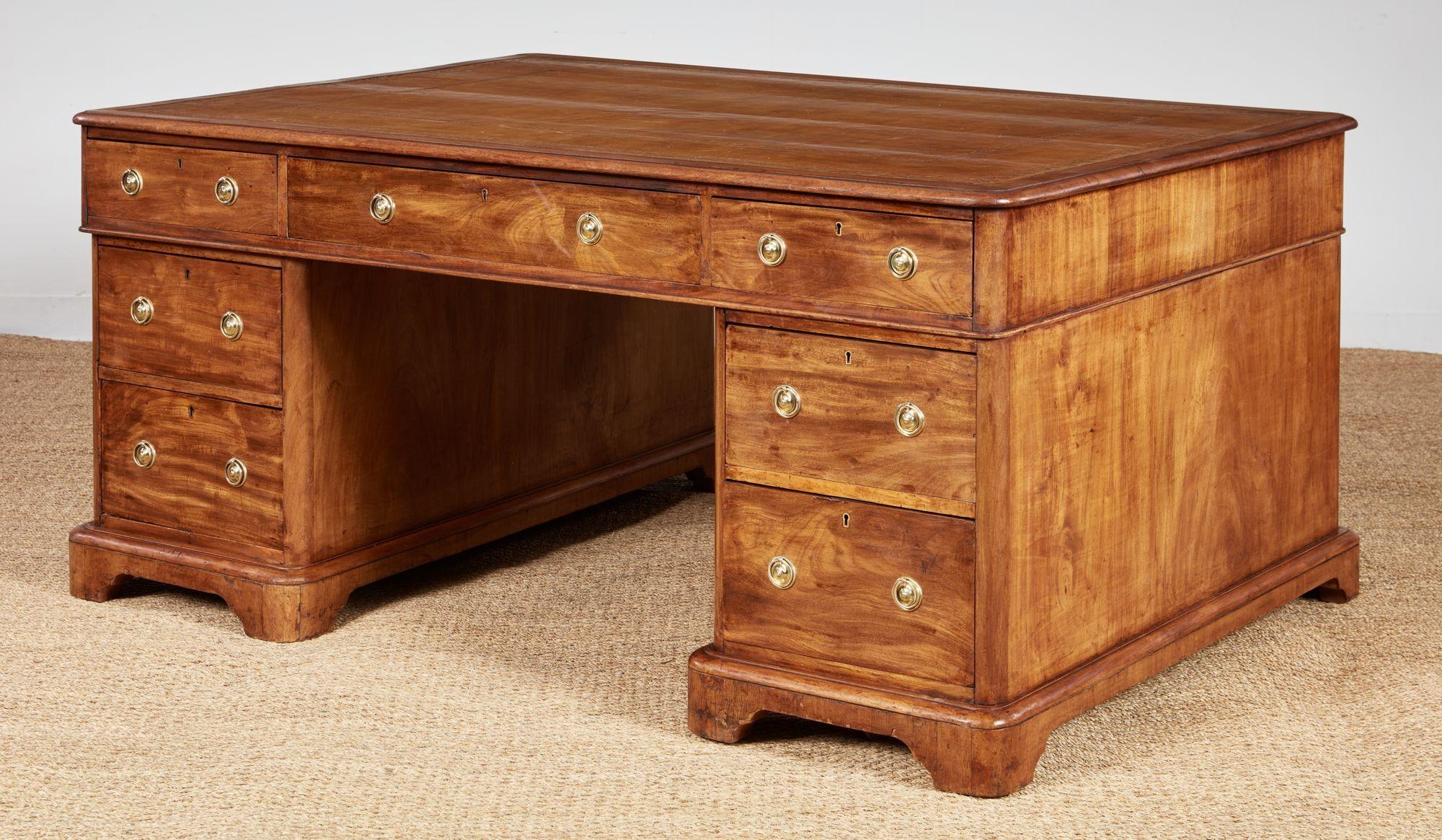 19th Century English 19th c. Generous Partners' Desk For Sale