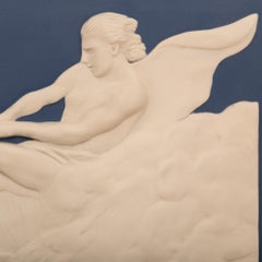 English 19th c. Neo-Classical St. Wedgwood, White Jasperware & Giltwood Plaque