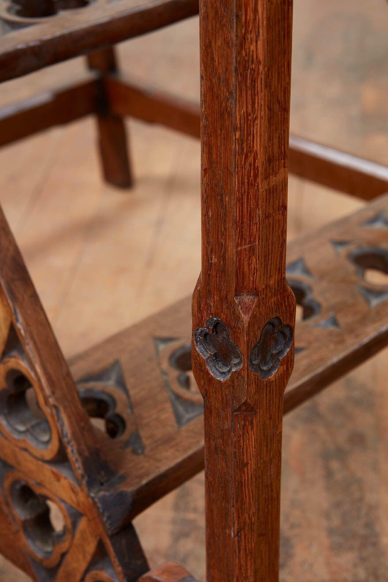European English 19th c. Oak Library Steps with Handrail For Sale