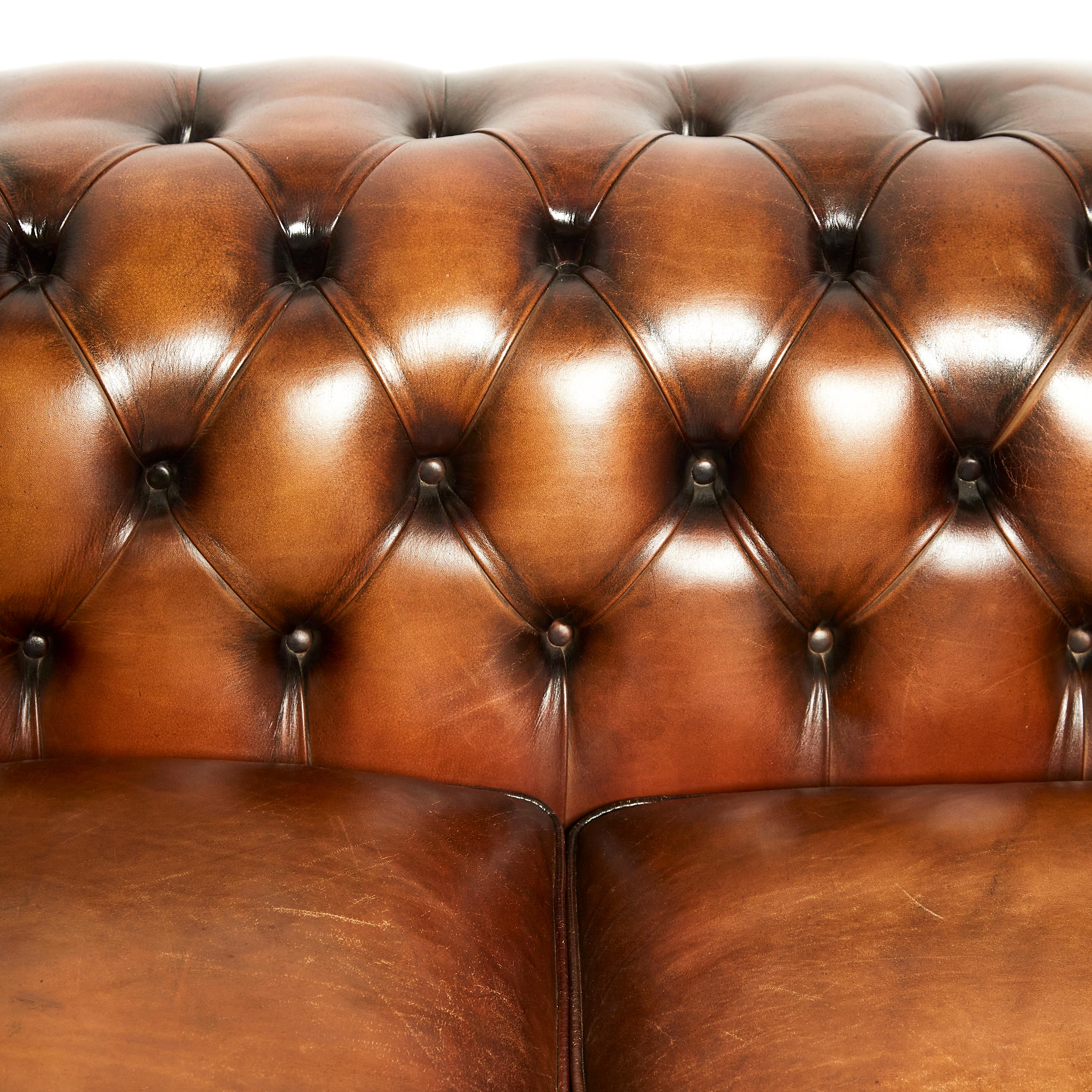 Leather English 19th Century Style Chesterfield Sofa