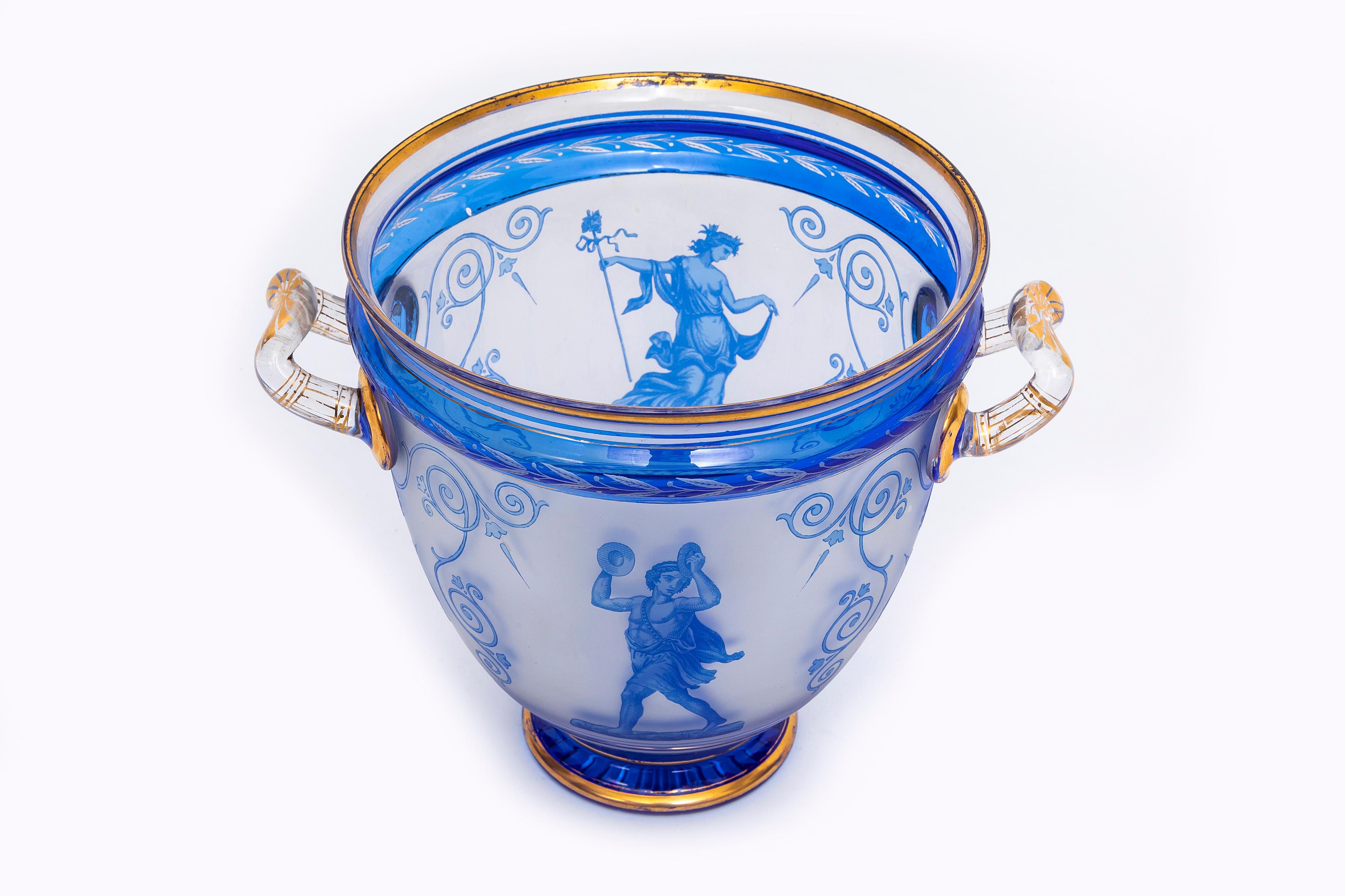 Neoclassical English 19th C. Thomas Webb & Sons Double Handle Cameo Vase, Signed G. Woodall For Sale