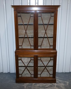 ENGLISH 19TH CENTRY GLAZED DISPLAY CURIO CABINET WITH FiXED SHELVES