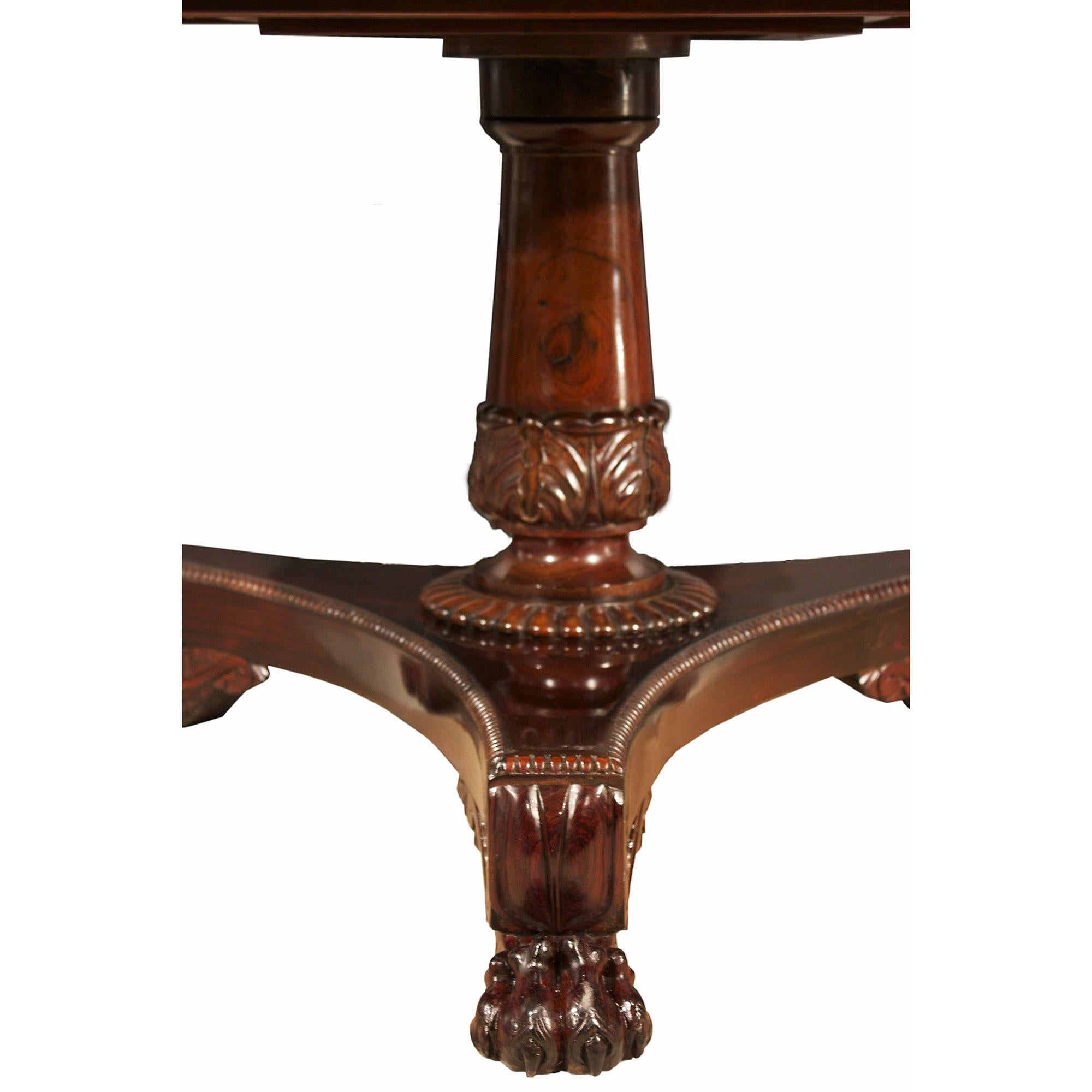 English 19th Centurty Regency Style Rosewood Tilt-Top Center Table 1